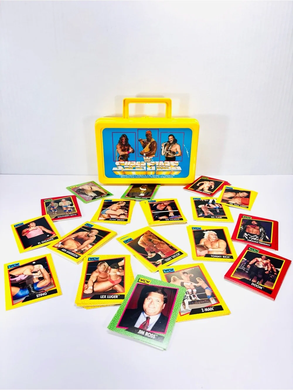 1991 WWF Superstars Pencil/Card Box WWE WCW Hasbro LJN Retro & 89 WCW Cards